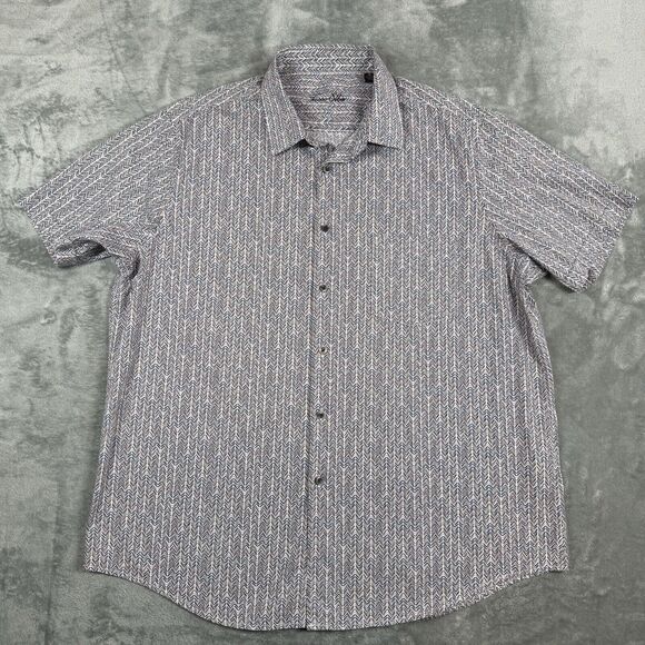 Tasso Elba Button Down Shirt Mens XL Khaki Marche Plaid And Tribal Lot Of 2 - Picture 5 of 16